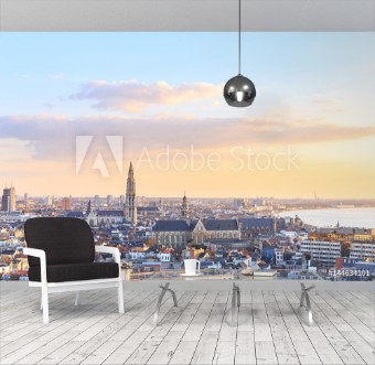 Afbeeldingen van View over Antwerp with cathedral of our lady taken